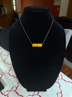 Golden Yellow Jade Double Barrel Necklace